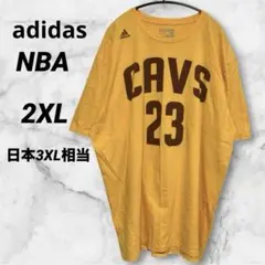 【アディダス NBA】プリント半袖 Tシャツ 2XL ビッグサイズ 黄色のサムネイル