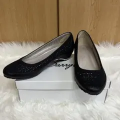 【未使用品】24.0 黒 レースカットアウト フラットシューズ バレエシューズ