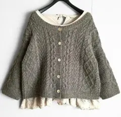 SM2 セット販売 ウール100％ カーディガン 麻混スカラップレースブラウス