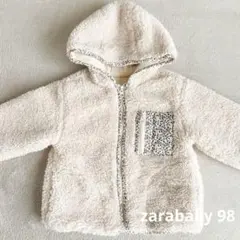 zarababy 98 2-3y ボアジャケット　アイボリー　花柄　女の子