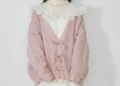 merry jenny Vネックリボンカーディガン　ピンク