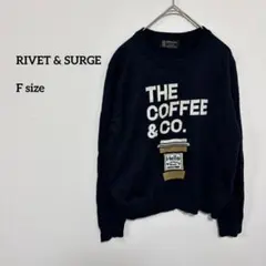 RIVET & SURGE コーヒー柄長袖ニットセーター L c728⑤
