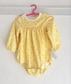 moimoln 長袖ロンパース 70cm イエロー 花柄