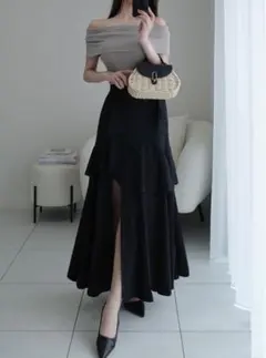 GRL アシンメトリーラッフルスリットスカート