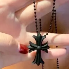 ラバーネックレス　シリコンネックレス　十字架　クロス　黒 ブラック