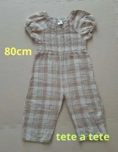 tete a tete チェック柄 シャーリング ロンパースsize80のサムネイル