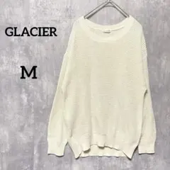 美品GLACIER ホワイト 長袖ニット秋冬コーデ　Mトップスレディース