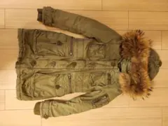 moussy オリーブグリーン ファー付きモッズコート