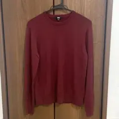 ユニクロ　UNIQLO メリノクルーネックセーター ワイン レッド L