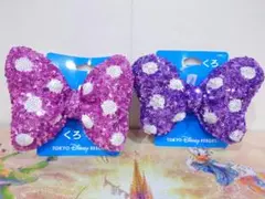 ミニー❤ヘアゴム❤スパンコール❤ピンク・紫♡ディズニー♡リボン❤ヘアポニー♡2点