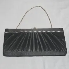 結婚式 ハンドバッグ パーティーバッグ 黒 ベロア プリーツデザイン フォーマル