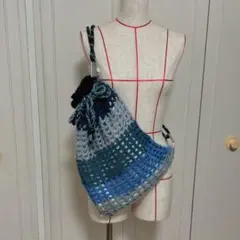 ナップザック ハンドメイド かぎ針編み 裏地付き