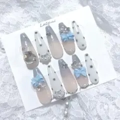 ネイルチップ 現品 オーダー ちゅるん スナ系 ワンホン 韓国 フレンチガーリー
