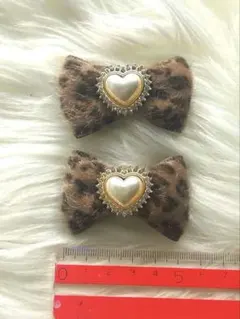 【2個セット】ヒョウレオパード柄 リボン