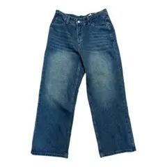 【新品・未使用】ワイドレッグデニム ダークブルー ビンテージ風 M