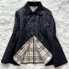 希少2XL 極美品　バーバリーロンドン　キルティングジャケット　ノバチェック 黒