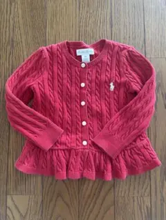 Ralph Lauren 赤 ケーブルニット カーディガン 18M