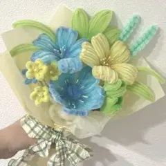 枯れないお花　モールフラワー　ハンドメイド　花束　ブーケ　ランダムカード付き