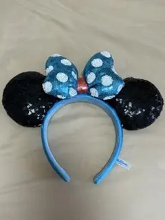 ディズニー カチューシャ ミニー 水色 スパンコール