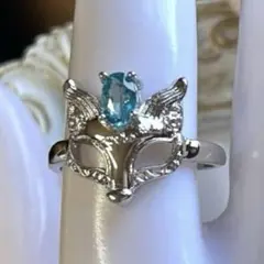 （A177)華麗なブルートパーズ◆狐ちゃん◆リング◆指輪◆1点のみ