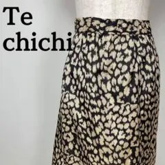 タグ付き　Te chichi テチチ　ヒョウ柄　フレア　スカート　ロング　黒　S