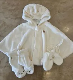 ミキハウス ベビーポンチョ　ミトン　ロングブーティ　3点セット 70-90cm