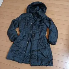 レディースカジュアル中綿フードジャケットハーフコートブラック黒Mサイズ軽量防寒