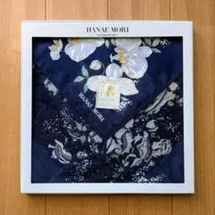 新品 未使用 HANAE MORI ネイビー花柄 大判ハンカチーフ