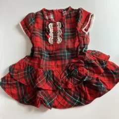 【中古】miki HOUSE チェック柄ワンピース 80サイズ