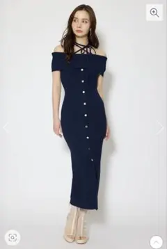 【新作！ほぼ未使用】rienda/リエンダ/オフショルダーニットタイトワンピース