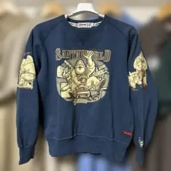 SANTAWORLD・トレーナー・スウェット・ラグラン袖・ネイビー・Mサイズ