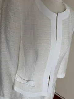 ホワイト スーツセット 3/4袖 リボン付き