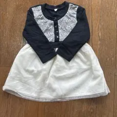 西松屋　ベビー ワンピース 90cm ドッキング 花柄レースのサムネイル