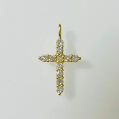 最終値下げ】新品K18WGクロス十字架ネックレス 0.2ct 天然ダイヤモンド 