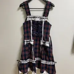 BABY 裾スカラップ タータンチェックJSK 紺