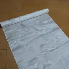 シルク生地 鶴と松の模様 はぎれ