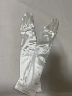 シルバー サテン ウェディンググローブ ロング