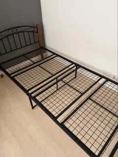 アイアン×ウッドシングルベッドフレーム　パイプベッド
