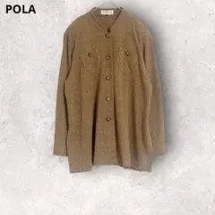 POLA ポーラ　長袖シャツ　ブラウン系　日本製　ゆったりめ　薄地　シンプルのサムネイル