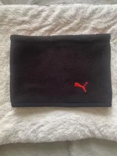 PUMA フリース ネックウォーマー 黒 赤　キッズ