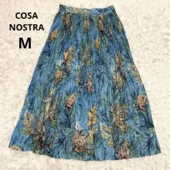 COSA-NOSTRA コーザノストラ　プリーツロングスカート　総柄ライトブルー