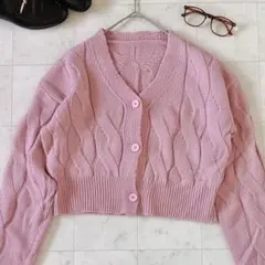 DAZY（デイジー）ピンク クロップド丈　カーディガン M シンプル