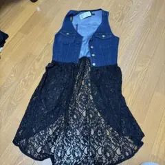 FOREVER 21 デニムベスト レース切替 Sサイズのサムネイル