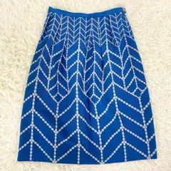 美品　ミナペルホネン　スカート　カシミヤ　ウール　シルク　ジャガード　総柄　模様のサムネイル