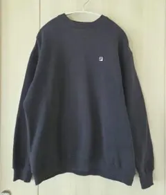 FILA ネイビー クルーネック トレーナー 裏起毛 シンプル　ワンポイント