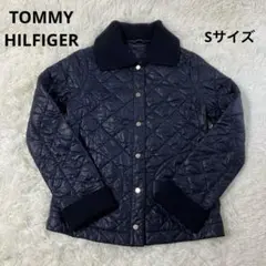 【美品】Tommy Hilfiger ネイビー キルティングジャケット リブ S