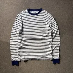 GAP ボーダー サーマル 長袖 カットソー ロンT ネイビー