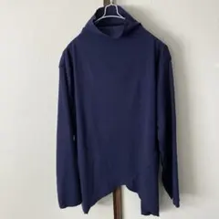 レディース　トップス　長袖　立ち襟　紺