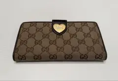 GUCCI グッチ 長財布 GG キャンバス ハート ゴールドロゴ【中古品】のサムネイル