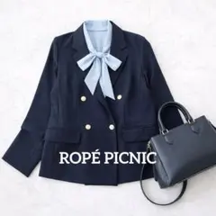 極美品　ロペピクニック　カナパ金ボタンジャケット　テーラード　ネイビー　M 春夏